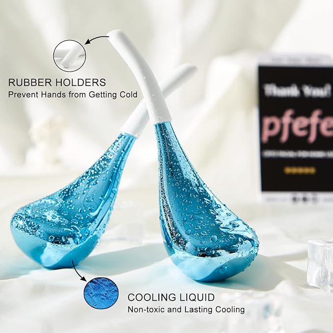 Pfefe Cryo Sticks for Face, Ice Globes Cryo Globes for Facials, Esthetician Supplies Gifts, Unbreakable Stainless Steel Ice Roller Cooling Spa Balls with Storage Case
