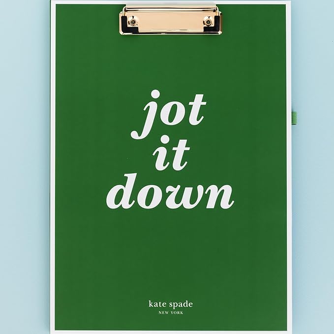Kate Spade New York Clipboard Folio with Low Profile Clip, Professional Padfolio Includes Lined Notepad, Pen Loop, and Pocket (Jot it Down)
