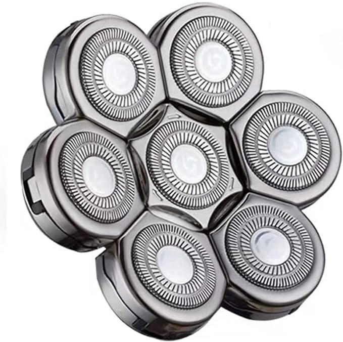 7 Blade Replacement Heads,Bald Shaver Replacement Heads Rotary Shaver for Bald Men Replacement Blade Beard Universal Fast Double Ring Hair Trimmer for 5 6 7 Head Electric Shaver