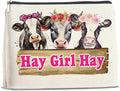 Cow Gifts Makeup Bag Funny Cow Lover Gifts for Women Girls Hay Girl Hay Zipper Makeup Pouch