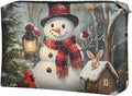 COEQINE Christmas Bag Organizer Pouches for Women Snowman Rabbit House Designer Pen Pouch Large Waterproof Cosmetic Bag with Zipper for Travel Work Holiday Vacation Gifts