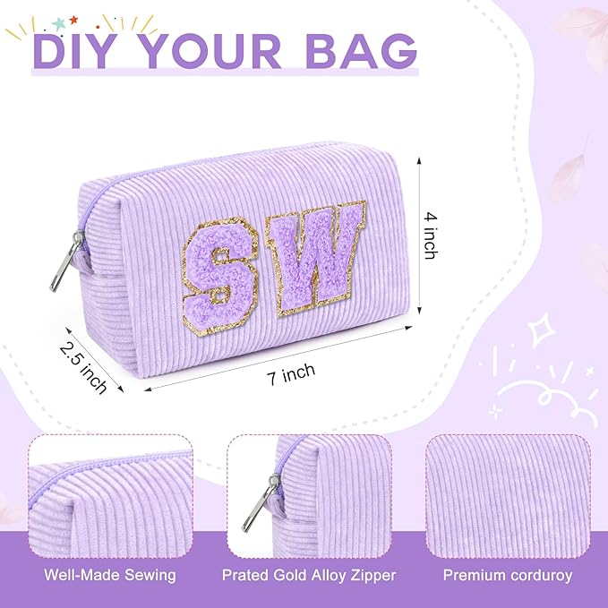 SOIDRAM Makeup Bag Preppy Cosmetic Bag Bulk Makeup Pouch Personalize Travel Toiletry Bag Organizer Cute DIY Makeup Brushes Storage Bag for Women