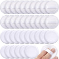 40 Pcs Cotton Powder Puffs Bulk Washable, 2.36 Inch Round Makeup Dusting Powder Puff with Ribbon for Face Body Cosmetic, White