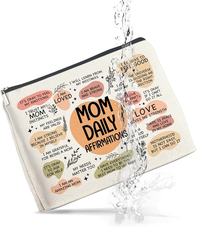 Mom Gifts Makeup Bag Inspirational Gifts for Mother Mom Daily Affirmations Cosmetic Bag Zipper Makeup Pouch