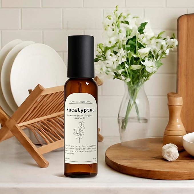 Eucalyptus Linen and Room Spray, Fragrant Room Spray, Odor Eliminator, Long Lasting Air Fresheners for Home, Bedding, Fabrics, 8.12 fl oz