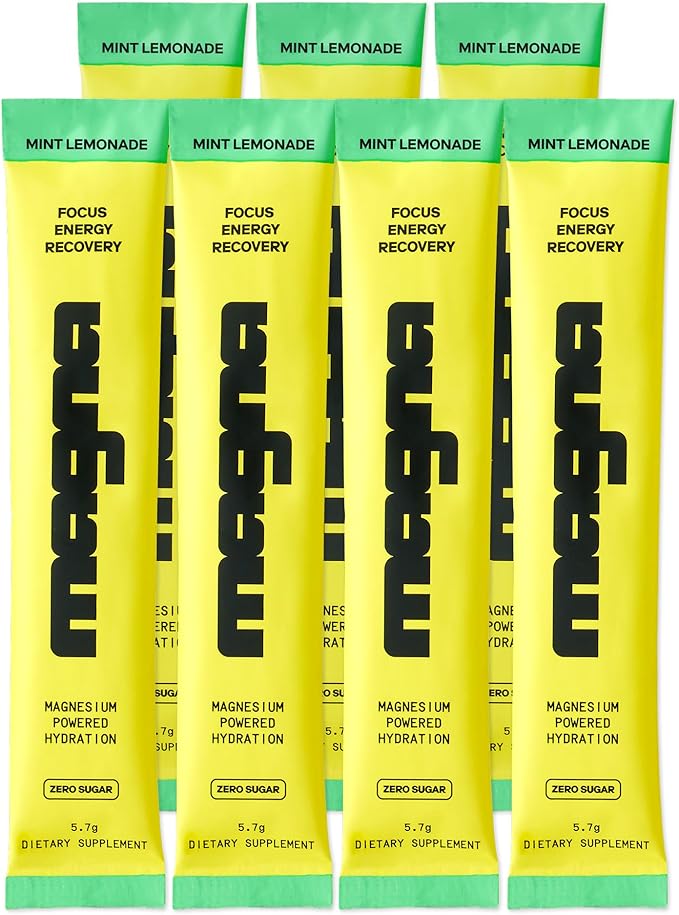 MAGNA Electrolytes Powder Drink Mix for Hydration, Energy & Focus Support with Magnesium L Threonate, Sodium, Potassium, Vitamin D, B6 & B12, Sugar Free, Mint Lemonade Flavor, 7 Servings