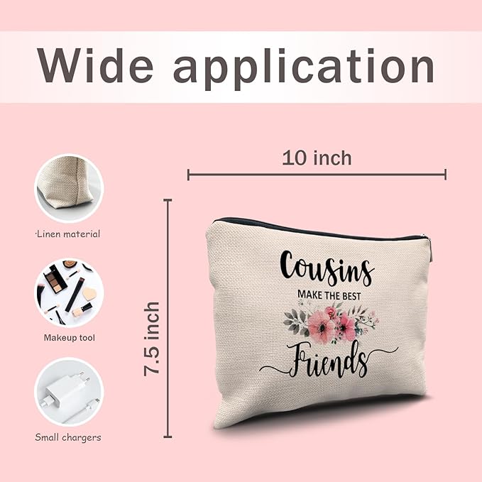 Nogrit Cousin Gifts Makeup Bag - Best Cousin Gifts for Women, Small Cosmetic Makeup Bag for Purse