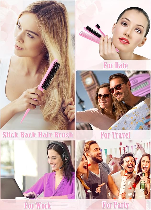 Hair Wax Stick Slick Back Hair Brush Set – Flyaway & Frizz Control for Sleek Ponytails, Buns, and Updos – Styling Accessories for Ballet, Dance Recitals, and Gifts