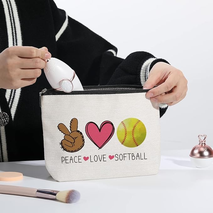 Softball Gifts Makeup Bag Inspirational Gifts for Women Her Softball Lovers Mom Grandma Sister Birthday Gifts for Female Coworker Friend BFF Besties