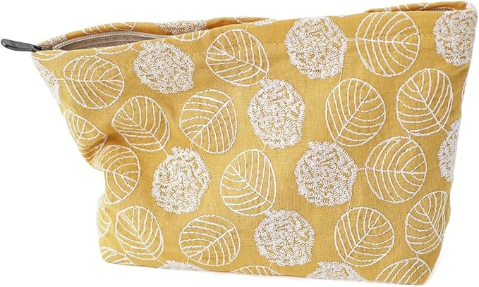 Floral Cotton Embroidered Makeup Bag - Large Capacity Travel Cosmetic Pouch & Toiletry Organizer with Zipper, Perfect for Daily Use, Makeup Storage, or Gift Ideas