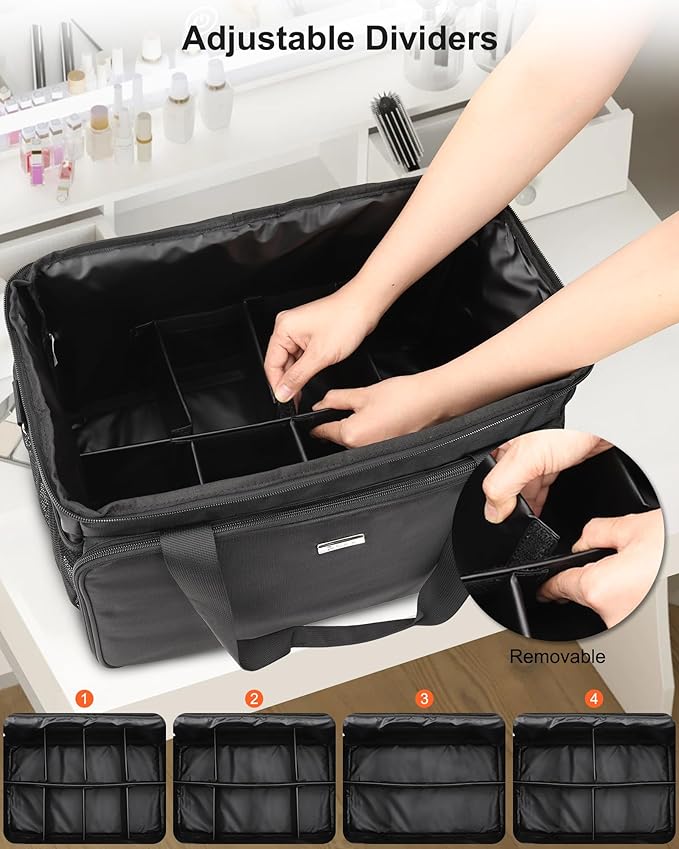 TANTO Extra Large Makeup Bag Travel Makeup Case Professional Makeup Artist Bag with 4 Clear Pouches Hairstylist Cosmetic Bag with Detachable Dividers and Shoulder Straps