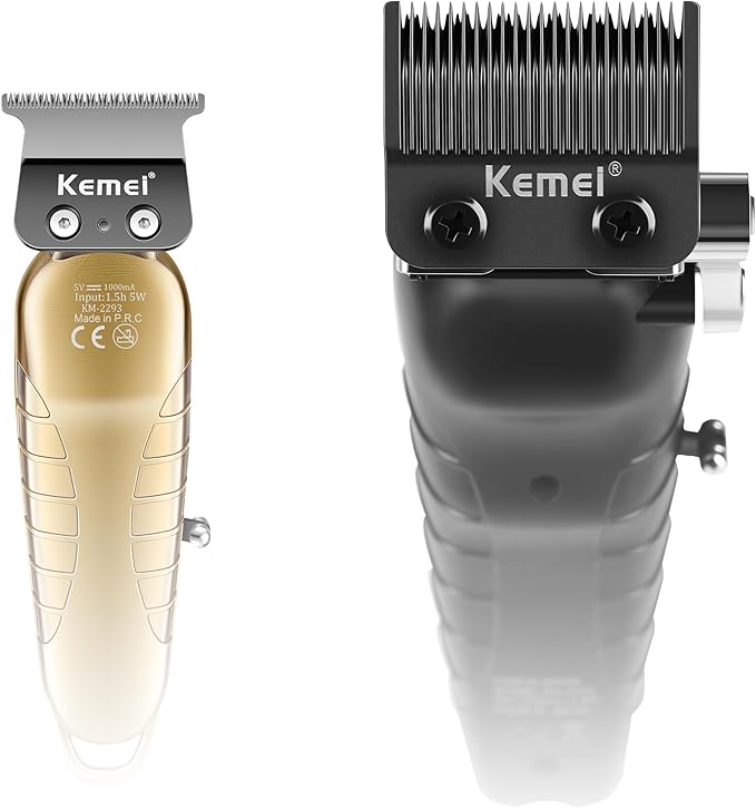 KEMEI Hair Clippers for Men, Professional Clipper and Trimmers Set, Cordless Zero Gap Trimmer for Men with LED Display, 11 Guide Combs