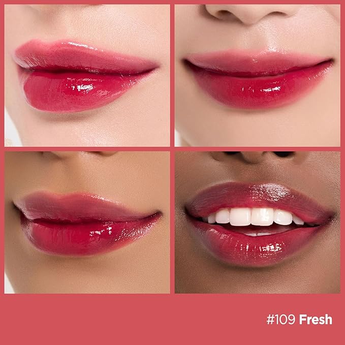 Laka Fruity Glam Tint, Glowing Lip Stain with Wide Color Spectrum, Hydrating & Lightweight Texture, Long-Lasting Bold Stain, Non-Sticky, Vegan, K-Beauty (#109 Fresh, 4.5g/0.15oz)