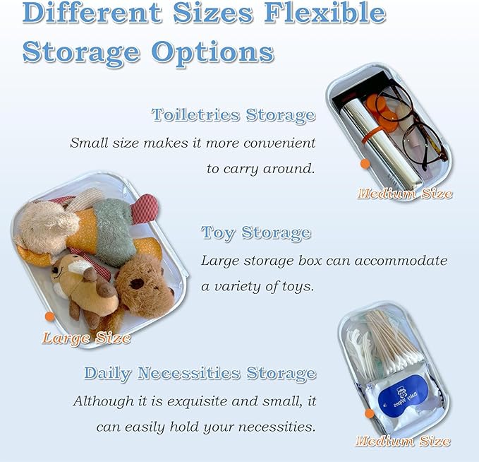 Clear Hard Zipper Case for Storage, Durable Clear Zipper Pouches, Hard Plastic Zippered Pouch for Snacks Toy Travel Organizer