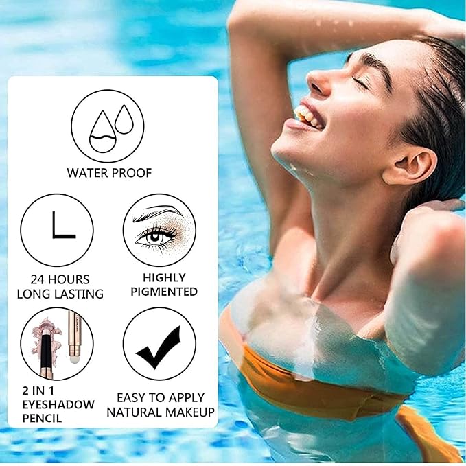 Black Bule Eyeshadow Stick, Cream Smooth Shimmer Eyeshadow Pencil, Hypoallergenic Waterproof Long Lasting Highlighter Stick, Glitter Primer Palette