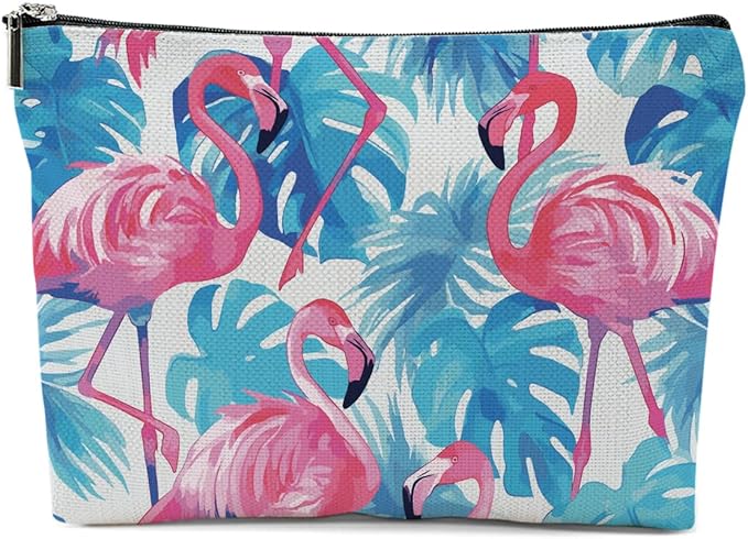 Flamingo Gifts, Flamingo Stuff Makeup Bag, Flamingos Cosmetic Bag Travel Pouch, Animal Lovers Gift for Women Girls Daughter Sisters Coworker Best Friend Friendship Graduation Birthday Gifts
