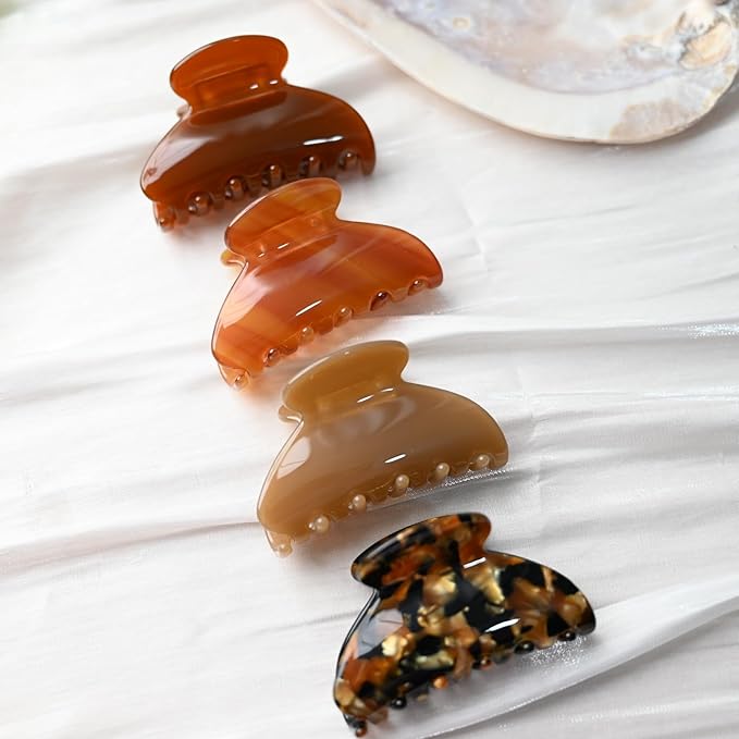 Handmade Celluloid Acetate French Design Barrettes Tortoise Shell Claws Hair Claw Luxury Fashion Accessories Hair Clip for Women (toffee)