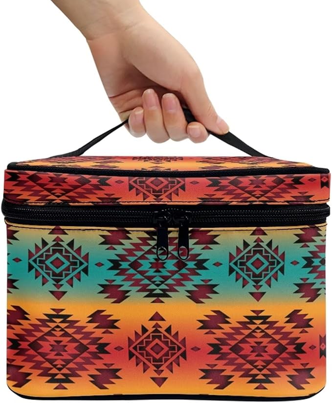 JoyLamoria Aztec Southwestern Cosmetic Bag Travel Women Girls Makeup Bag Wallet Coin Purse