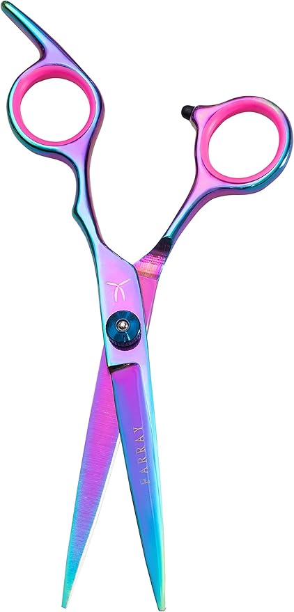 FARRAY Hair Cutting Scissors - Japanese Stainless Steel,Professional 6.5" Razor Edge Barber Shears for Men, Women & Kids Ergonomic design for Salon & Home(Aurora color)