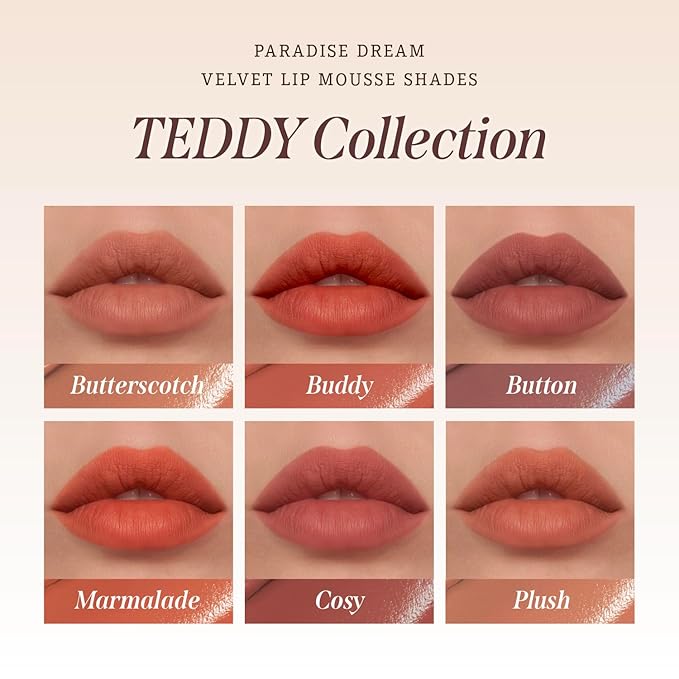 DEARDAHLIA Paradise Dream Velvet Lip Mousse (Marmalade) - Vegan Soft-Matte Lip Tint with Lightweight, Buildable, Long-Lasting Color, Whipped Mousse Texture. Cruelty-Free. 0.21 Fl oz