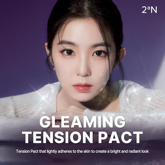 2aN Gleaming Tension Cushion Foundation Pact 0.45 oz, Korean Cushion Foundation Makeup, Lightweight & Buildable Coverage with Ceramides and Centella Asiatica (#17 Pure Ivory, 0.45 oz)