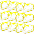 Weewooday 12 Pieces Clear Makeup Bags Cosmetic Storage Bags PVC Zipper Pouches Travel Waterproof Makeup Plastic Case for Women Organizing Toiletries Traveling Bathroom(Small,Yellow)