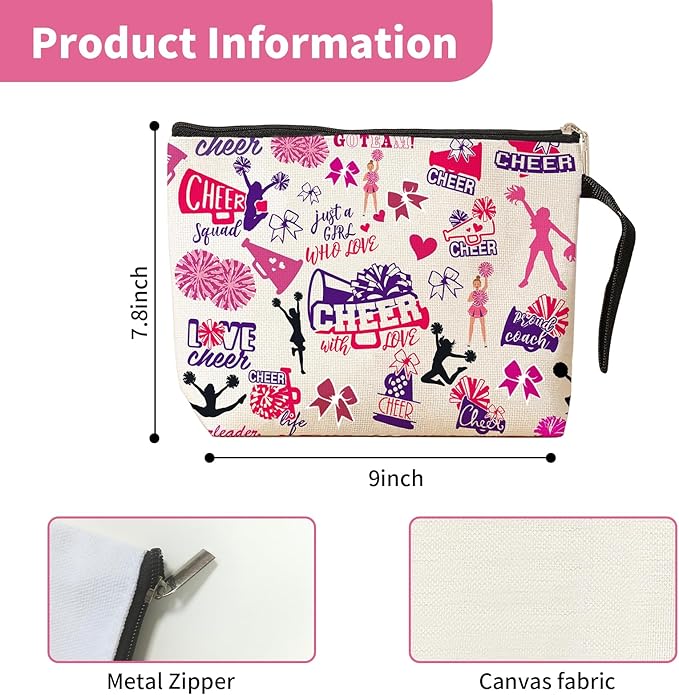 Cheerleading Gifts Cosmetic Bag Cheer Makeup Bag Cheer Stuff Cheerleading accessories for Girls Cheerleader Gift Cheerleader sister gifts Birthday Gifts for Teens Girls Girlfriend