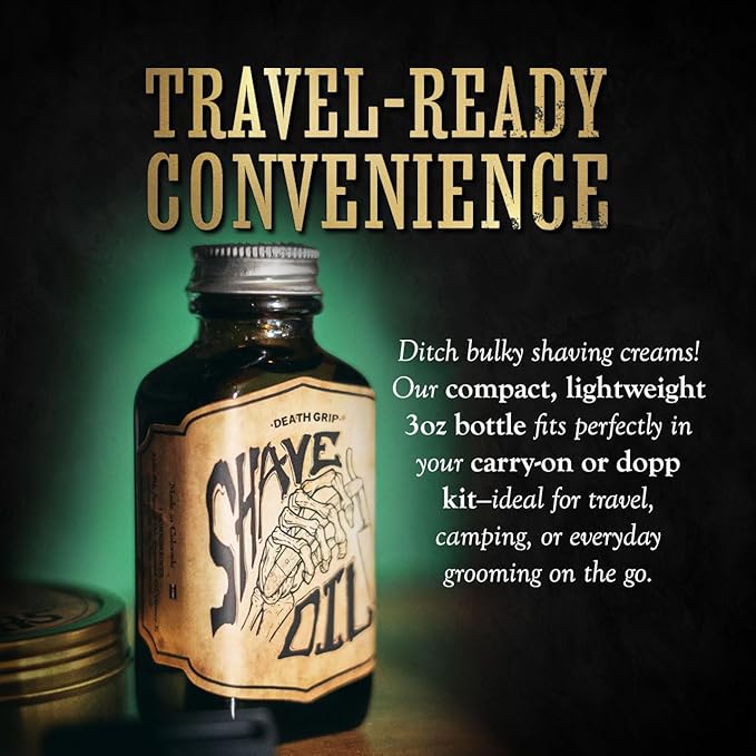 Shave Oil Tea Tree Pre-shave Soften Bristles | For All Natural Razor Glide | Preshave During & AfterShave To Soothe & Soften Skin & Facial Hair by Death Grip | 3oz Bottle | Made In The USA