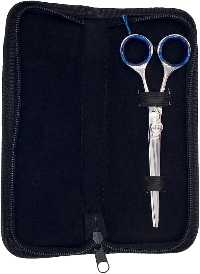 Deluxe 6 inch Professional Barber Scissors for Hair Cutting and Beard & Mustache Trimming - Includes Tension Adjuster & Carrying Case