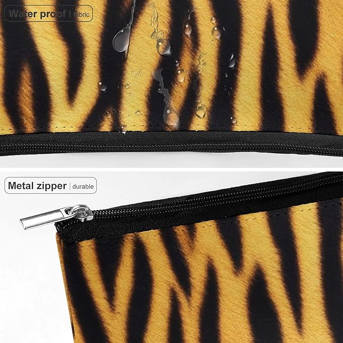 Women's Toiletry Bag, Travel Cosmetic Bag, Large Makeup Case, Wild Animal Tiger Skin Stripe Personality Fashion Zipper Cosmetic Case