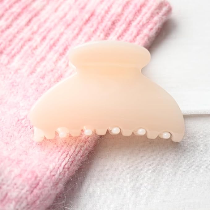 Handmade Celluloid Acetate French Design Barrettes Tortoise Shell Claws Hair Claw Luxury Fashion Accessories Hair Clip for Women (cream white)