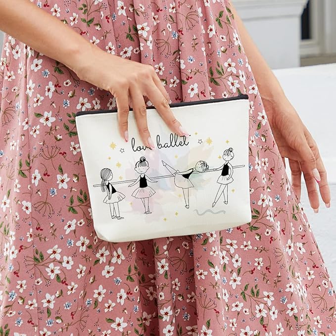 fkovcdy Cute ballerina makeup bag watercolor ballet dancing girl dancer gift recital gift little girl teen student ballet lover