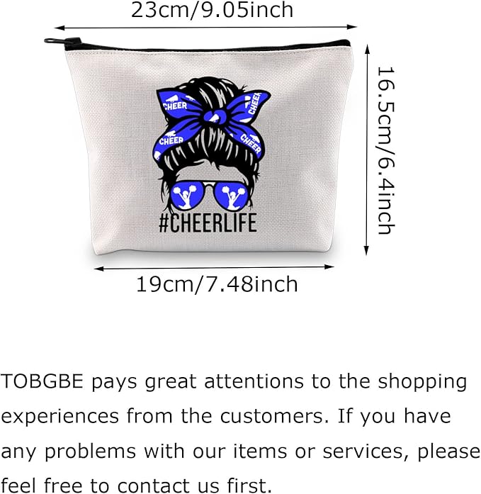 TOBGB Cheer Life Makeup Bag Cheerleader Gift Cheer Cosmetic Bag Cheerleading Gift Coach Gift Cheer Mom Gift (Cheer Life Bag)