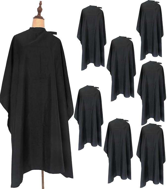 Haircut Cape Black Hair Cutting Salon Barber Capes Waterproof hairdressing for Clients Men Adults (8PCS-Barber Capes)