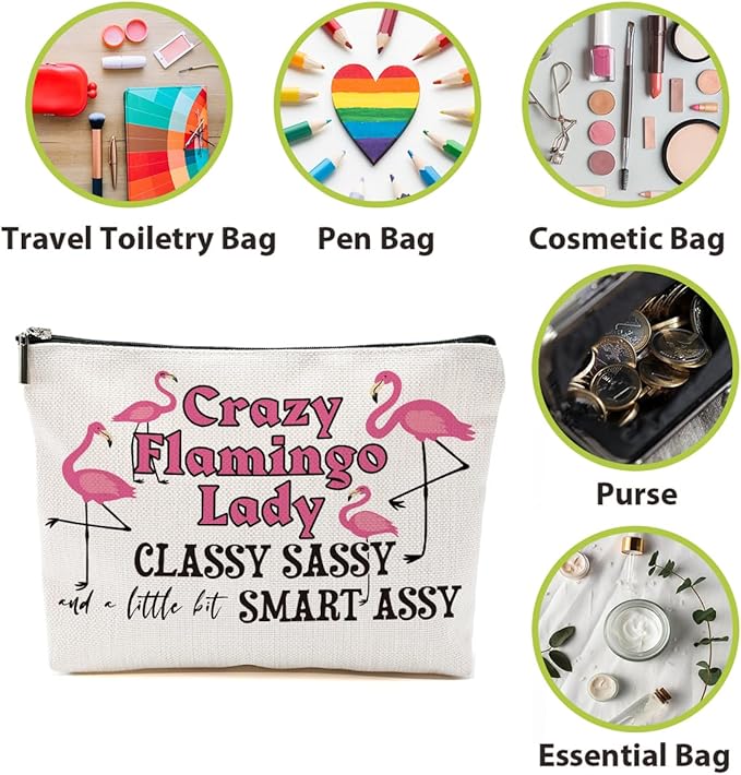 Flamingo Gifts, Flamingo Makeup Bag, Flamingo Bird Animal Lover Gifts for Women Mom, Flamingo Stuff Summer Cosmetic Bag, Flamingo Themed Gifts Funny Toiletry Bag Graduation Birthday Gifts