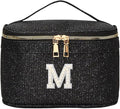 EURYNOME Makeup Bag with Custom Letter M, Water-Resistant Travel Organizer Pouch, (8.3x5.1x5.1 Inch) Cosmetic Case for Women