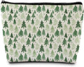 Forest Green Christmas Tree Makeup Bag, Rustic Pine Tree Cosmetic Bags Gifts for Women, Winter Christmas Portable Travel Toiletry Bag Zipper Makeup Pouch