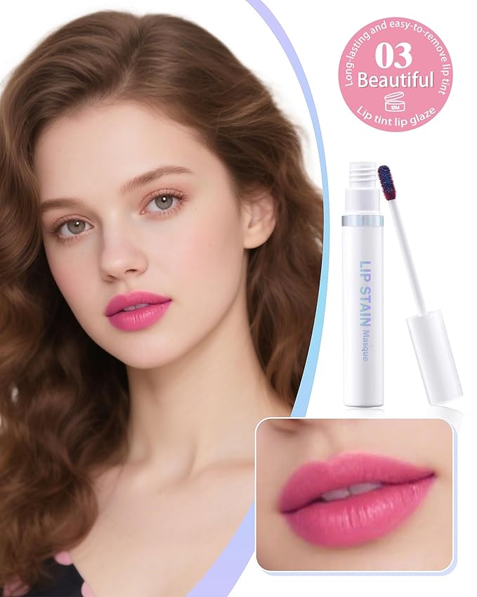 Lip Stain Masque Lip Liner Stain Long Lasting Waterproof Lip Tint Stain Semi-Permanent Lip Tattoo Transfer Proof Non-Drying Matte Finish Suitable for Women's Daily Lip Makeup