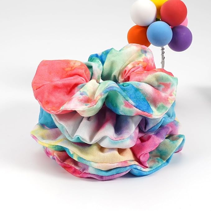 4pcs Tie Dye Hair Ties Soft Colorful Tie Dye Hair Scrunchies for Women Teen Girls Elastic Hair Bands Ponytail Holder Hair Accessories Gifts