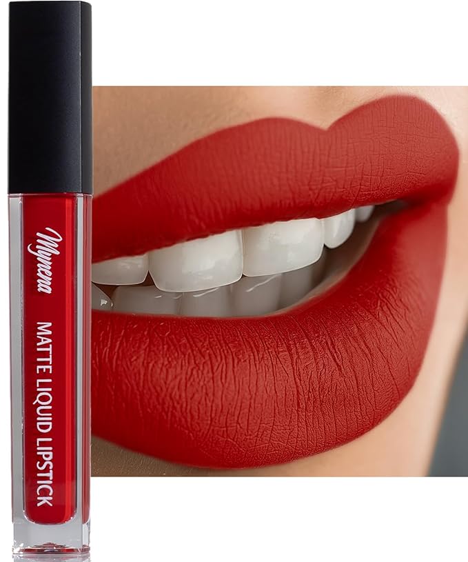 Mynena Orange Red Long Lasting Lipstick for Women Waterproof & Transfer-Proof | Hydrating with Shea Butter | Bold Pigment Matte Color Lip Stain | Talc-Free & Vegan Product that Performs | Glory