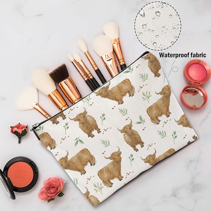 Cow Gifts, Cow Print Stuff Western Makeup Bag, Cosmetic Bag Travel Pouch, Graduation Birthday for Women Girls Daughter Sisters Coworker Best Friend Western Stuff