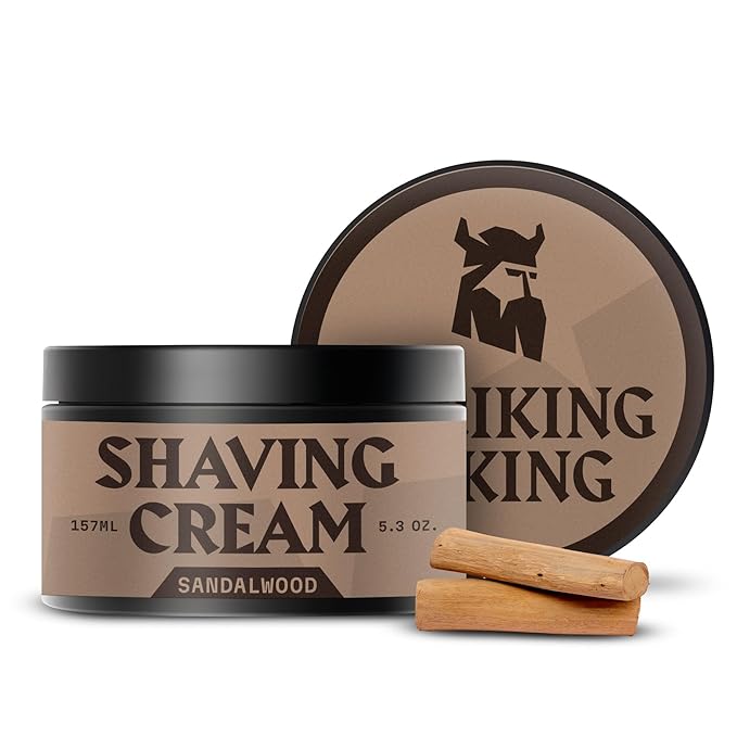 Striking Viking Men's Shaving Cream - 5.3 Oz, Pack of 1, Sandalwood - Hydrating Barrier & Sensitive Shave Cream - Smooth Razor Glide & Shaving Lather