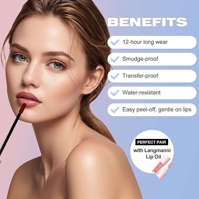 LANGMANNI Long-Lasting Peel Off Lip Liner Set, Waterproof & Smudge-Proof Matte Lip Liners Gift Makeup For Girls（#1）
