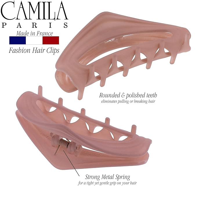 Camila Paris CP3530 French Hair Clip for Women, Pink, Girls Hair Claw Clip Jaw Fashion Durable and Styling Hair Accessories for Women, Luxury Ladies Strong Hold No Slip Grip Clamp, Made in France