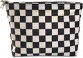STARDW Corduroy Checkered Makeup Bag Cute Cosmetic Bags for Women Girls, Travel Toiletry Bag Large Capacity Zipper Makeup Pouch, Purse Organizer Pouches