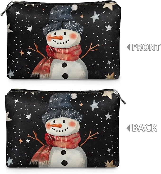 COEQINE Christmas Snowman Purse Pouches For Purse Organization Travel Makeup Bag for Women Leather Waterproof Small Cosmetic Bag For Purses for Womens Travel Essential Bags for Toiletries