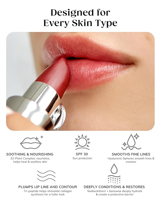 KAPLANMD Perfect Pout SPF Lipstick – Anti-Aging Lipstick with SPF 30, Hyaluronic Acid & Maxi-Lip Peptide – Moisturizing Color for Dry Lips – Non-Sticky Cruelty-Free Formula – ROXBURY