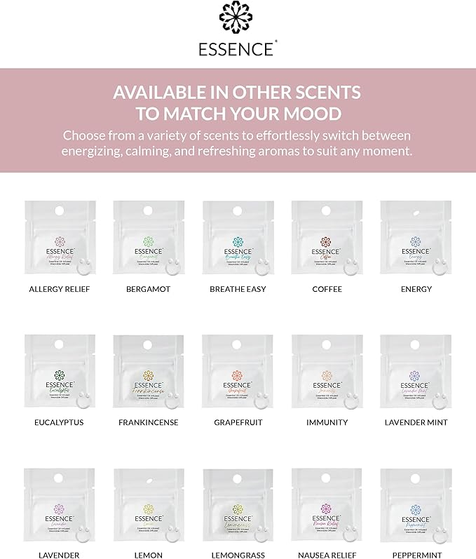 Essence Wearable Aromatherapy Nasal Diffuser – Allergy Relief Essential Oil Nose Ring – Personal Scent Clip for Travel, Work & Everyday Use – Made in USA