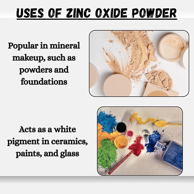 Zinc Oxide Powder 1lb - Body Cream Powder Pure Bulk Ingredients | Non Nano & Uncoated | Added to DIY Essentials Soaps Lotions | Pure & Versatile (16 Ounces) [Packaging may vary]