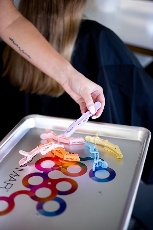 FRAMAR Pastel Alligator Hair Clips 10 Pack - Professional Styling Clips for Hair, Salon Quality Plastic Alligator Clips